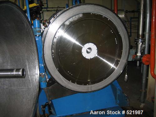 USED: Heinkel model HF800 316L stainless steel peeler centrifuge.149 kg/119.1 liter maximum filling capacity. 1600 rpm drum speed.800 mm diameter stainless steel bowl. Stainless steel frame andcasing...
