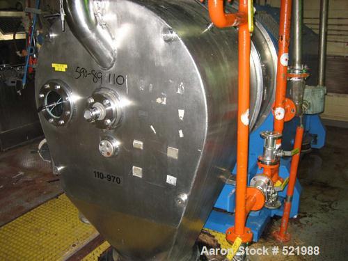 USED: Heinkel model HF800 inverting basket 316 stainless steelcentrifuge. Rated 149 kg maximum loading capacity. 800 mm basket,32" bowl diameter. 9.7 square feet filter area. XP control.