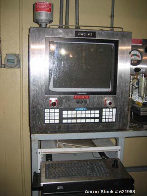 USED: Heinkel model HF800 inverting basket 316 stainless steelcentrifuge. Rated 149 kg maximum loading capacity. 800 mm basket,32" bowl diameter. 9.7 square feet filter area. XP control.
