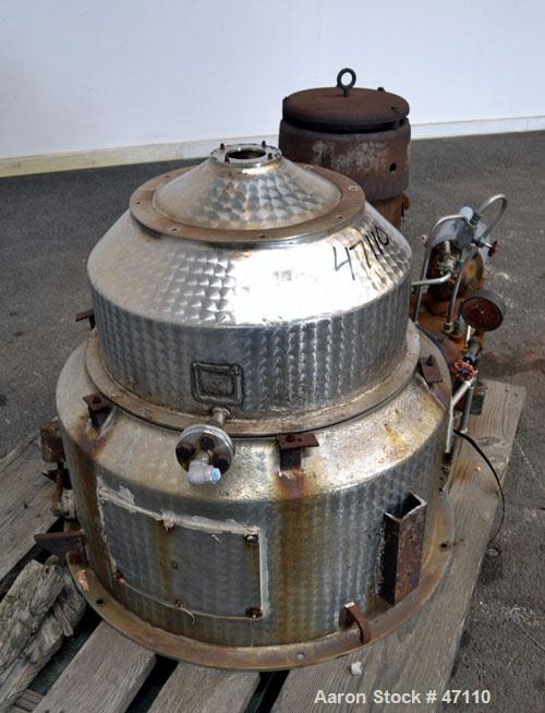 Used Sharples M-210 Conejector Screening Centrifuge. 316 Stainless steel (product contact areas). 8 Lead, 2/3 turn, 2" pitch helical screw conveyor, micro perforated plate bowl screen with 1/4" long ...