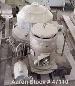 Used Sharples M-210 Conejector Screening Centrifuge. 316 Stainless steel (product contact areas). 8 Lead, 2/3 turn, 2" pitch helical screw conveyor, micro perforated plate bowl screen with 1/4" long ...
