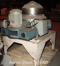 USED: Sharples M-210 Conejector screening centrifuge. 316 stainless steel, gearbox, torque arm assembly, casing, rinse fitting, drive motor, 220/440/3/60, 1.25 hp lubrication pump, control. Mounted o...
