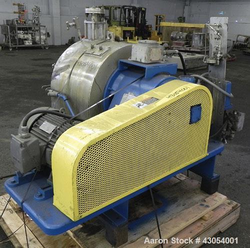 Used Tema H350 Conturbex Horizontal Worm/Screen Centrifuge. 316 Stainless steel construction on product contact areas. 10 Degree basket design, 3" triple lead worm scroll for continuous solids discha...