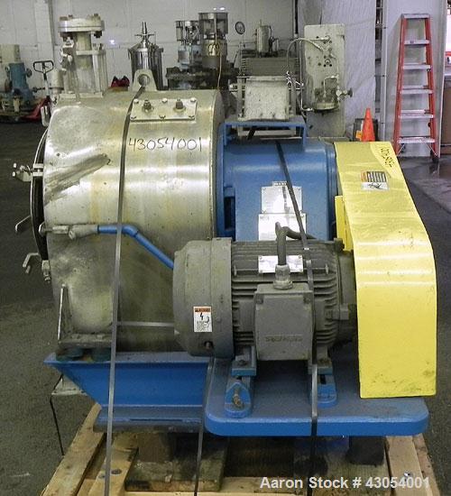 Used Tema H350 Conturbex Horizontal Worm/Screen Centrifuge. 316 Stainless steel construction on product contact areas. 10 Degree basket design, 3" triple lead worm scroll for continuous solids discha...