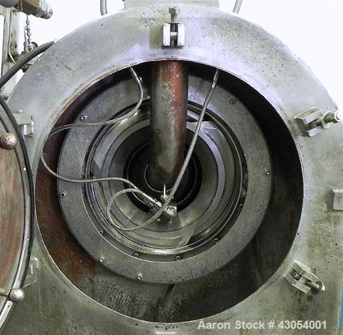 Used Tema H350 Conturbex Horizontal Worm/Screen Centrifuge. 316 Stainless steel construction on product contact areas. 10 Degree basket design, 3" triple lead worm scroll for continuous solids discha...