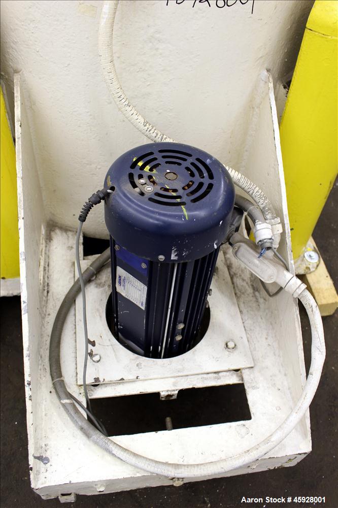 Used Chip Wringer, 316 Stainless Steel. 30" Diameter x 17" deep perforated basket. Flat top and bottom. Has bolted on top with hinged cover. Top manual load and unload. 2" Side bottom outlet. Driven ...
