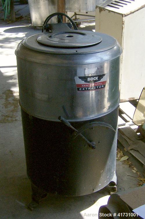 Used- Bock Centrifugal Extractor, Model 24-0, stainless steel. 16" diameter x 9" deep perforated basket, top load and unload...