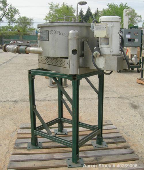 Used Tolhurst/Ametek center slung 16" x 6" perforated basket centrifuge, 316 stainless steel construction (product contact areas), top load, top unload, max bowl speed 1880 rpm, variable speed drive,...