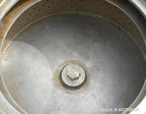 Used Tolhurst/Ametek center slung 16" x 6" perforated basket centrifuge, 316 stainless steel construction (product contact areas), top load, top unload, max bowl speed 1880 rpm, variable speed drive,...