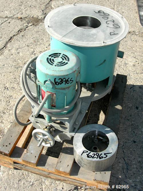 USED: Delaval 8" x 4" perforated basket centrifuge. 316/317 stainless steel construction (product contact areas). Top load/unload, 3300 rpm max basket speed. Plastic top cover, .06 cubic feet max loa...