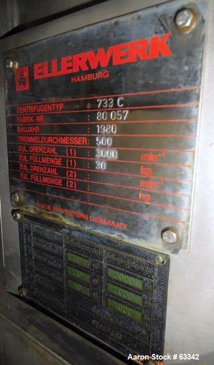 Used Ellerwerk Perforated Basket Centrifuge, Type 733C