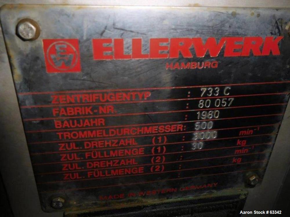 Used Ellerwerk Perforated Basket Centrifuge, Type 733C