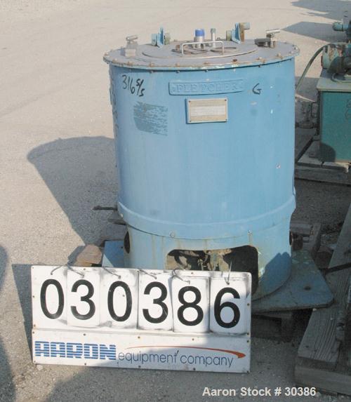 Used Fletcher 20" x 11" Perforated Basket Centrifuge. 316 Stainless steel construction on product contact areas. Top load/unload, 5.5 cubic foot volume, 1400 rpm max basket speed, manual brake. Drive...