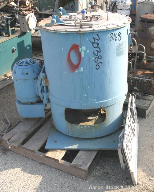 Used Fletcher 20" x 11" Perforated Basket Centrifuge. 316 Stainless steel construction on product contact areas. Top load/unload, 5.5 cubic foot volume, 1400 rpm max basket speed, manual brake. Drive...