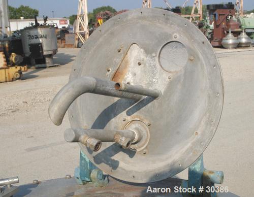 Used Fletcher 20" x 11" Perforated Basket Centrifuge. 316 Stainless steel construction on product contact areas. Top load/unload, 5.5 cubic foot volume, 1400 rpm max basket speed, manual brake. Drive...