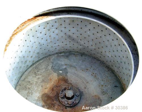 Used Fletcher 20" x 11" Perforated Basket Centrifuge. 316 Stainless steel construction on product contact areas. Top load/unload, 5.5 cubic foot volume, 1400 rpm max basket speed, manual brake. Drive...