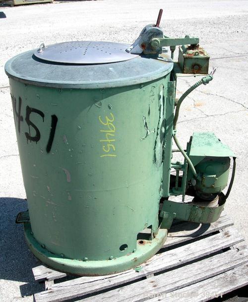 Used Hoffman Perforated Basket Centrifuge, Model 7020, Type BAA, Monel Construction. 20" diameter x 10" deep basket. Includes top cover. Driven by a 3/4 hp, 3/60/550 volt motor.
