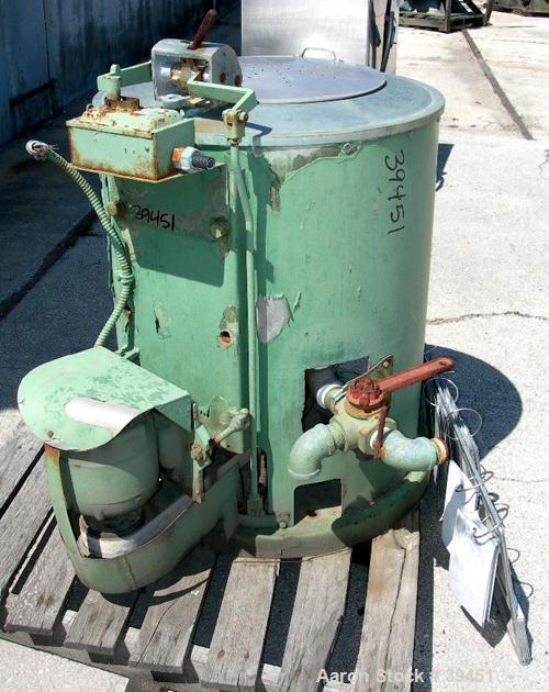 Used Hoffman Perforated Basket Centrifuge, Model 7020, Type BAA, Monel Construction. 20" diameter x 10" deep basket. Includes top cover. Driven by a 3/4 hp, 3/60/550 volt motor.