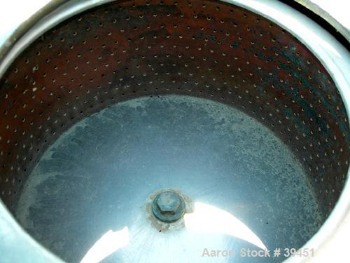 Used Hoffman Perforated Basket Centrifuge, Model 7020, Type BAA, Monel Construction. 20" diameter x 10" deep basket. Includes top cover. Driven by a 3/4 hp, 3/60/550 volt motor.
