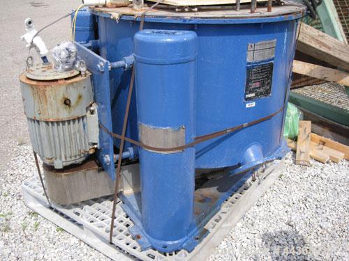Used Ketema Tolhurst Basket Centrifuge, top load and unload, 316L stainless steel product contact surfaces, 30" diameter x 18" deep perforated basket, 500/1000 rpm bowl speed, 129#/cu ft material den...