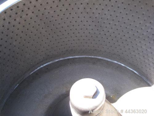 Used Ketema Tolhurst Basket Centrifuge, top load and unload, 316L stainless steel product contact surfaces, 30" diameter x 18" deep perforated basket, 500/1000 rpm bowl speed, 129#/cu ft material den...