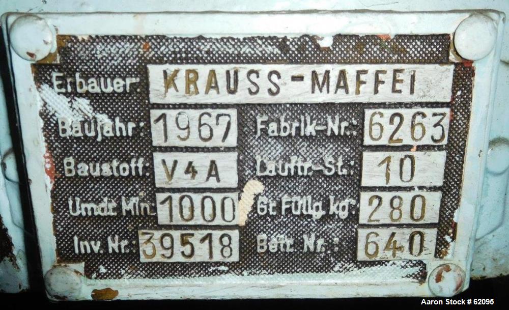 Used Kraus Maffei/Ellerwerk Vertical Basket Centrifuge, Type ZE640- PZ-IO-1200