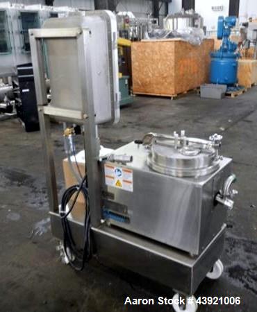 Used Rouselet-Robatel Centrifuge, Type RC 20 VXR. Hastelloy C22 construction, 200mm(7.8") diameter x 100mm (3.9") deep perforated basket, 2 liter bowl volume, 2.5 kg max. load, 230 volt explosion pro...