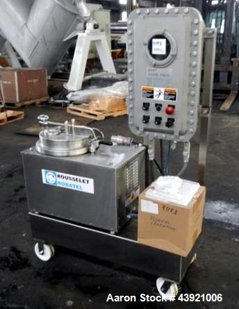 Used Rouselet-Robatel Centrifuge, Type RC 20 VXR. Hastelloy C22 construction, 200mm(7.8") diameter x 100mm (3.9") deep perforated basket, 2 liter bowl volume, 2.5 kg max. load, 230 volt explosion pro...