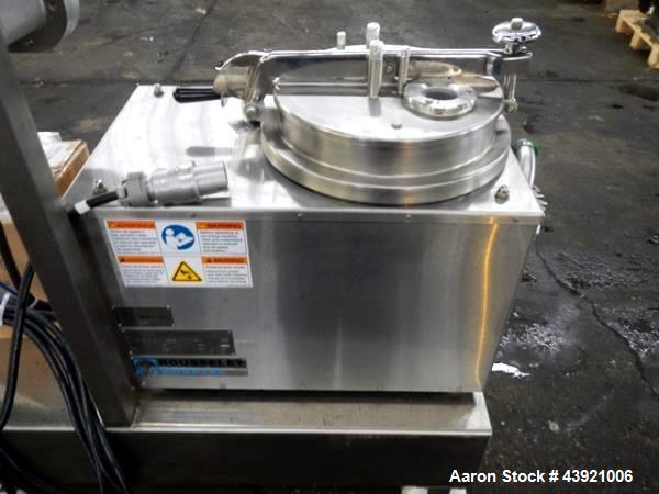 Used Rouselet-Robatel Centrifuge, Type RC 20 VXR. Hastelloy C22 construction, 200mm(7.8") diameter x 100mm (3.9") deep perforated basket, 2 liter bowl volume, 2.5 kg max. load, 230 volt explosion pro...