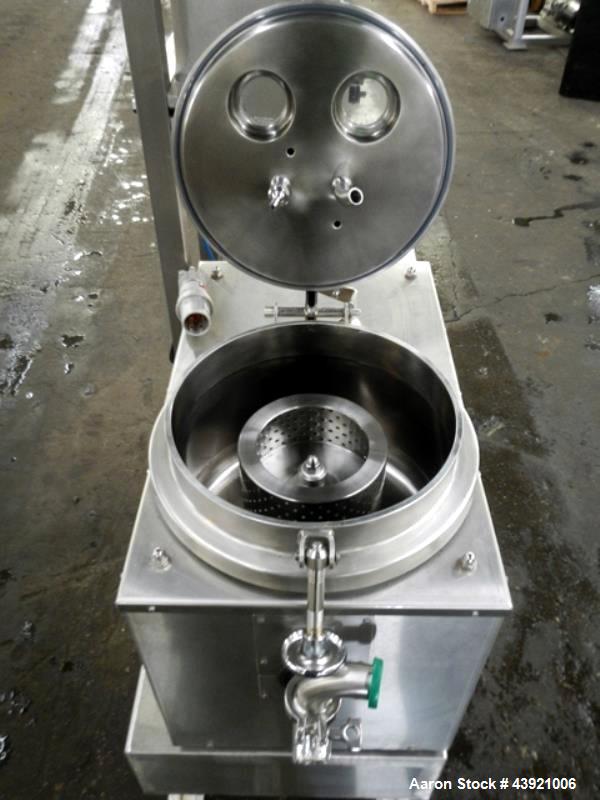 Used Rouselet-Robatel Centrifuge, Type RC 20 VXR. Hastelloy C22 construction, 200mm(7.8") diameter x 100mm (3.9") deep perforated basket, 2 liter bowl volume, 2.5 kg max. load, 230 volt explosion pro...