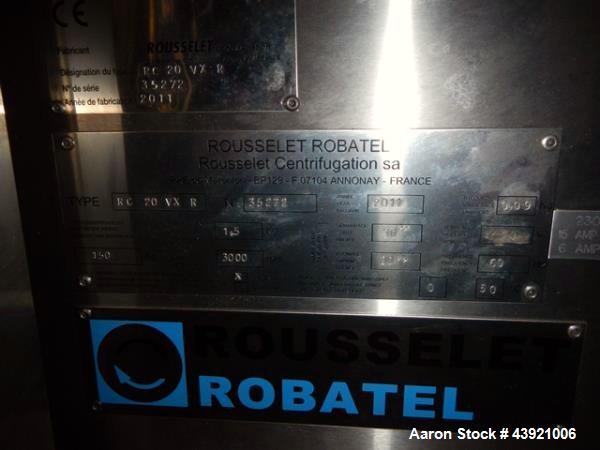 Used- Rouselet-Robatel Centrifuge, Type RC 20 VXR. Hastelloy C22 construction, 200mm(7.8") diameter x 100mm (3.9") deep perf...