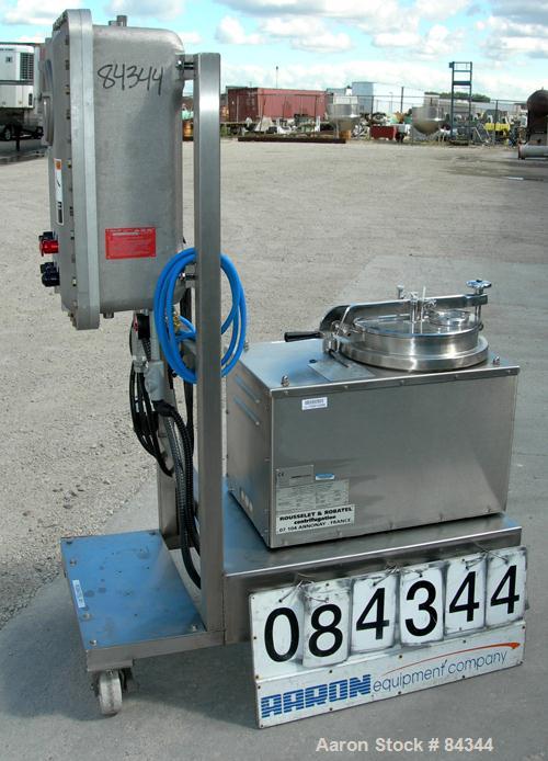 USED: Rousselet 12" x 6" perforated basket centrifuge, model RC30VX, 304 stainless steel construction on product contact areas. Top load/unload, 3000 rpm max basket speed. 5 liter and 6 kg load capac...