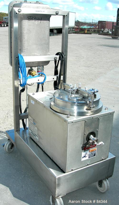 USED: Rousselet 12" x 6" perforated basket centrifuge, model RC30VX, 304 stainless steel construction on product contact areas. Top load/unload, 3000 rpm max basket speed. 5 liter and 6 kg load capac...