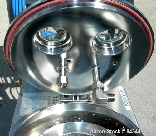 USED: Rousselet 12" x 6" perforated basket centrifuge, model RC30VX, 304 stainless steel construction on product contact areas. Top load/unload, 3000 rpm max basket speed. 5 liter and 6 kg load capac...