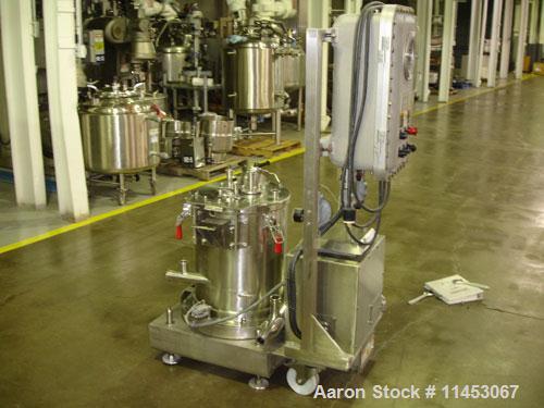 Used-Rousselet-Robatel RC40VTR Perforated Basket Centrifuge. 316 stainless steel construction on product contact areas, bask...