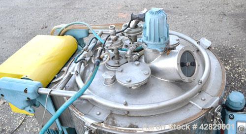 Used Rousselet SC85-3KSAR Perforated Basket Centrifuge. 316 Stainless steel construction on product contact areas, top load, top unload, maximum bowl speed 1300 rpm (800 x G force), tripod suspension...