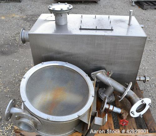 Used Rousselet SC85-3KSAR Perforated Basket Centrifuge. 316 Stainless steel construction on product contact areas, top load, top unload, maximum bowl speed 1300 rpm (800 x G force), tripod suspension...