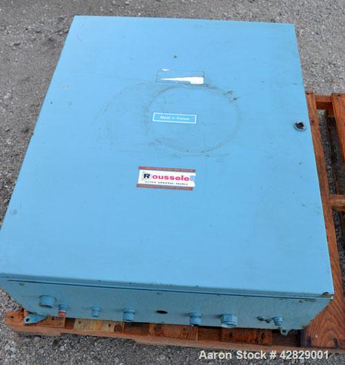 Used Rousselet SC85-3KSAR Perforated Basket Centrifuge. 316 Stainless steel construction on product contact areas, top load, top unload, maximum bowl speed 1300 rpm (800 x G force), tripod suspension...