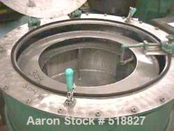 USED: Sharples 30 x 14 Hurricane solid basket centrifuge, 304 stain-less steel. Bowl has baffles and skimmer tube, 5 hp XP motor 220/440/3/60/850/1700 rpm. Complete with start/stop buttons and foot b...