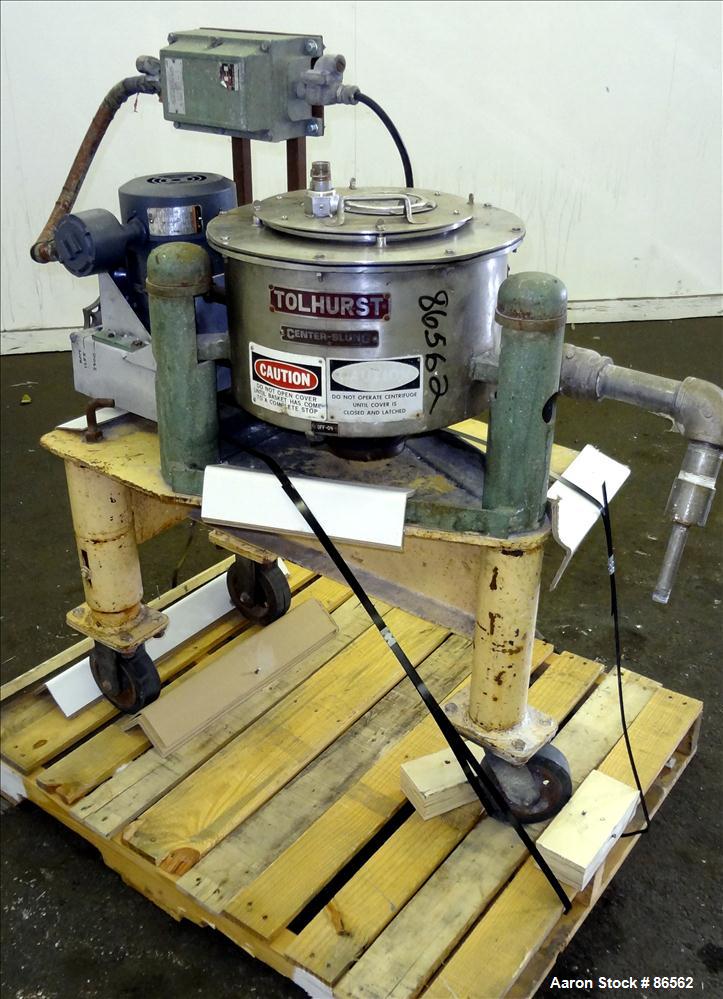 Used Stainless Steel Tolhurst Perforated Basket Centrifuge, Model 12