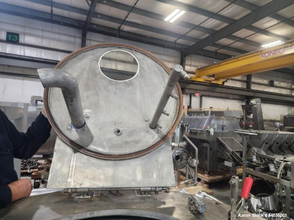 Used Tolhurst 40" x 20" Stainless Steel Perforated Basket Centrifuge – Top Unload, 15 HP Drive