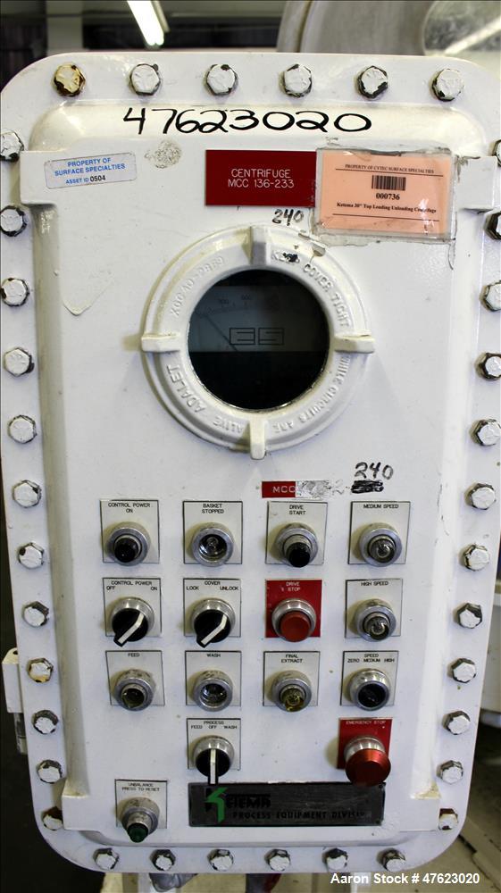 Used Tolhurst 30" x 18" Center-Slung Perforated Basket Centrifuge