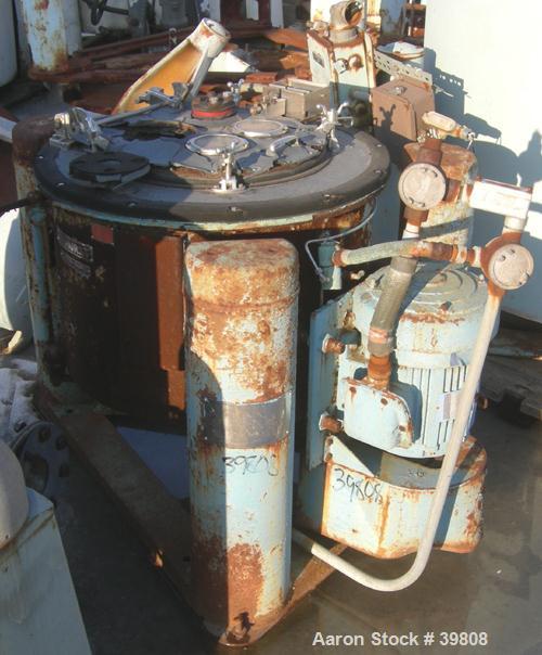 USED: Tolhurst 26 x 12 top unload perforated basket centrifuge, rubber lined, 1200 max bowl speed, rinse pipe with 3 nozzles, hand brake 2/1 hp, 480 volt, 1740 rpm.