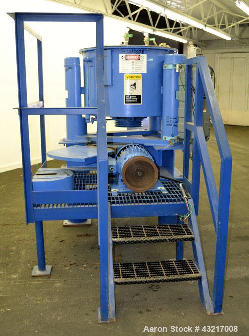 Used Tolhurst 30" x 17" Perforated Basket Centrifuge. 316 Stainless steel construction on product contact areas. Approximate maximum bowl speed 1360 RPM, top load, top unload, tri-pod suspension syst...
