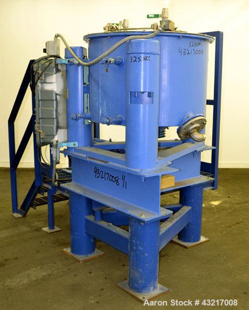 Used Tolhurst 30" x 17" Perforated Basket Centrifuge. 316 Stainless steel construction on product contact areas. Approximate maximum bowl speed 1360 RPM, top load, top unload, tri-pod suspension syst...