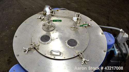Used Tolhurst 30" x 17" Perforated Basket Centrifuge. 316 Stainless steel construction on product contact areas. Approximate maximum bowl speed 1360 RPM, top load, top unload, tri-pod suspension syst...