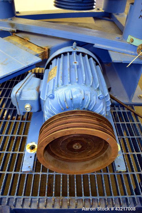 Used Tolhurst 30" x 17" Perforated Basket Centrifuge. 316 Stainless steel construction on product contact areas. Approximate maximum bowl speed 1360 RPM, top load, top unload, tri-pod suspension syst...