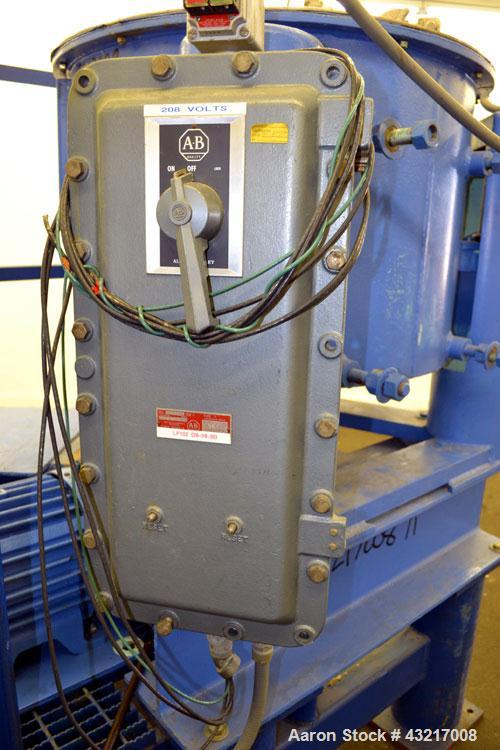 Used Tolhurst 30" x 17" Perforated Basket Centrifuge. 316 Stainless steel construction on product contact areas. Approximate maximum bowl speed 1360 RPM, top load, top unload, tri-pod suspension syst...