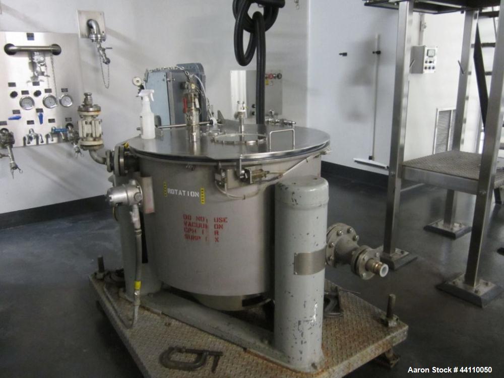 Used Tolhurst (ketema) basket centrifuge, 30" Hastelloy C-276 flip top, 680-1360 RPM, rating 91 lbs / ft cu, serial # T56709