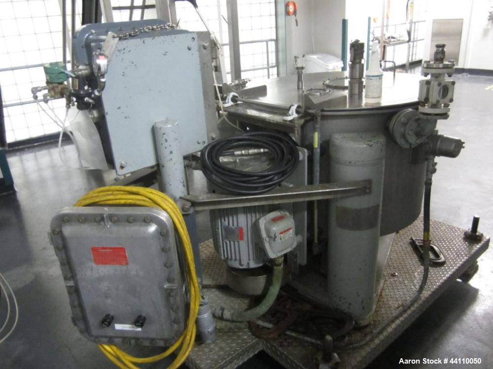 Used Tolhurst (ketema) basket centrifuge, 30" Hastelloy C-276 flip top, 680-1360 RPM, rating 91 lbs / ft cu, serial # T56709